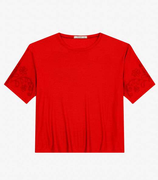 Blusa Manga Curta Plus Size Secret Glam Laranja