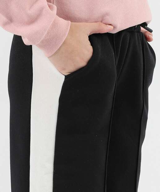 Calça Juvenil Wide Leg Moletom Marisa Tam 10 a 16 Preto