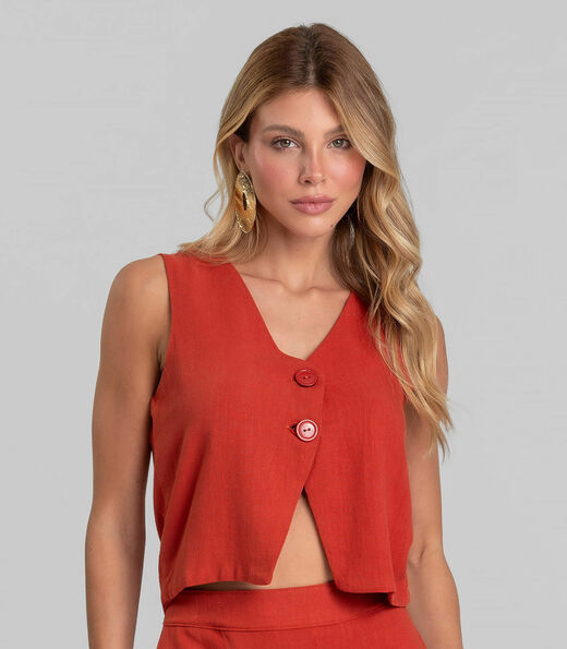 Image_Colete Feminino Em Tecido Linho Dianna Laranja