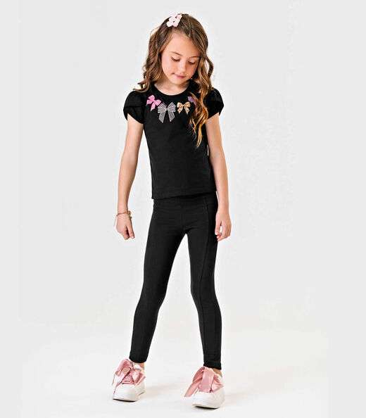 Blusa Meia Malha Estampa Laço Trick Nick Preto