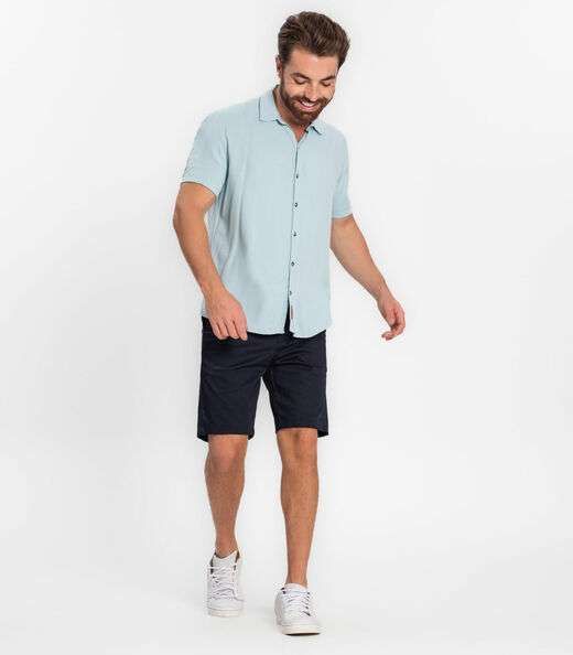 Camisa Masculina Em Viscose Dobby Diametro Azul