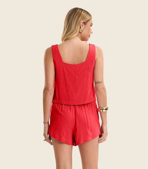 Regata Cropped Feminino Em Linho Endless Laranja