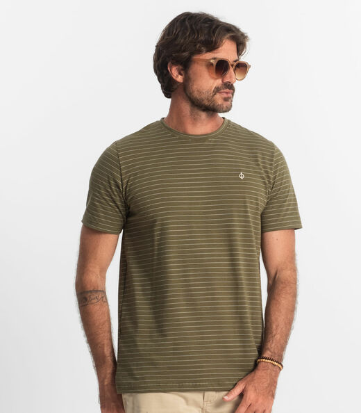 Camiseta Masculina Cotton Listrado Diametro Verde