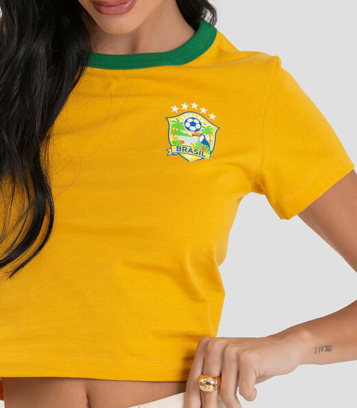Blusa Feminina em Cotton Leve Brasil Dianna Amarelo
