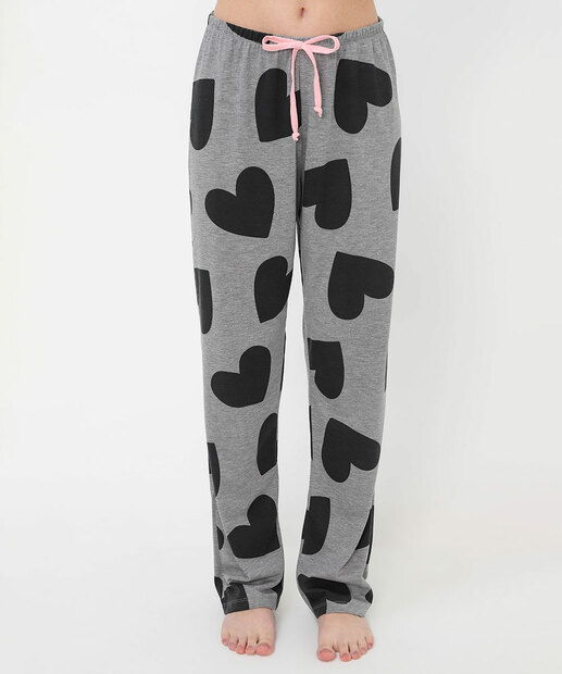 Pijama Feminino Estampado Manga Curta Marisa Off White