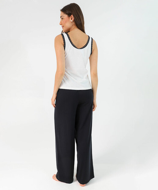 Pijama Feminino Recorte Renda Marisa Off White