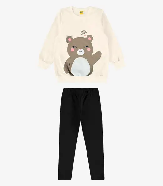 Image_Conjunto Infantil Blusão Com Legging Rovi Kids Bege