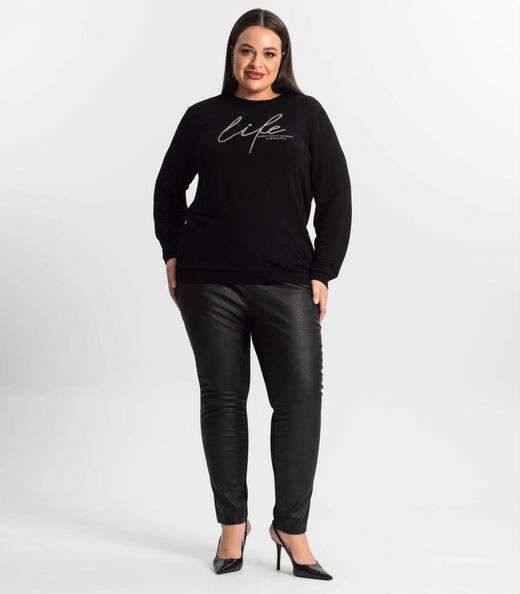 Blusão Feminino Plus Size Secret Glam Preto