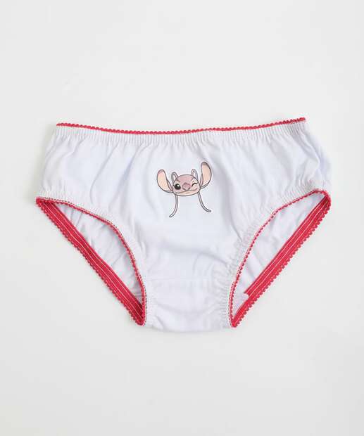 Kit 5 Calcinhas Infantil Stitch Tam 2 a 12 Rosa