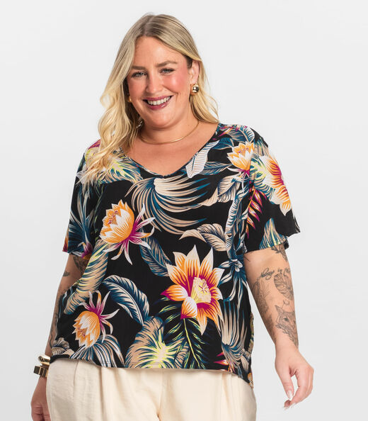 Blusa Feminina Plus Size Infinita Cor Preto