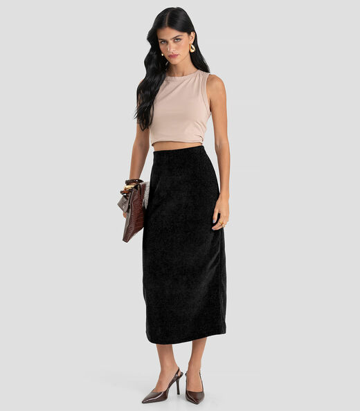 Image_Saia Midi Feminina em Tricot Glow Shine Dianna Preto