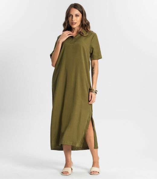 Image_Vestido Midi Com Fenda Lateral Endless Verde
