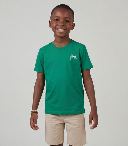 Camiseta Menino Infantil Brasil Rovitex Kids Verde