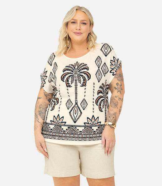 Blusa Feminina Manga Morcego Secret Glam Bege