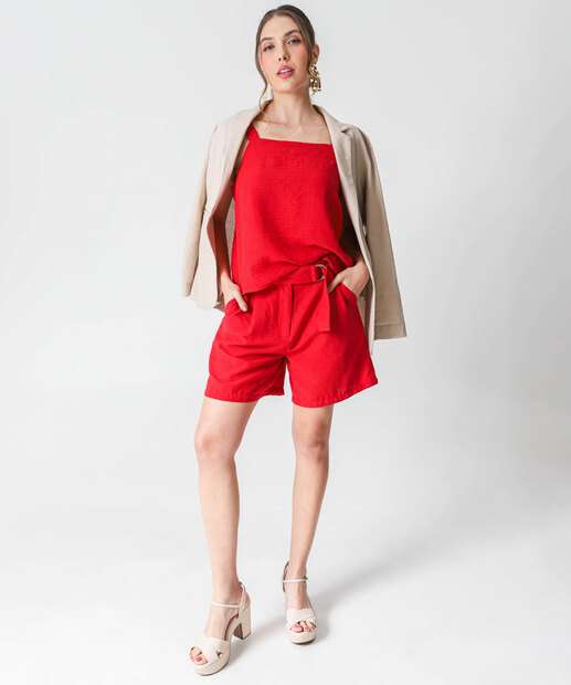 Short Feminino Alfaiataria Cinto Marisa