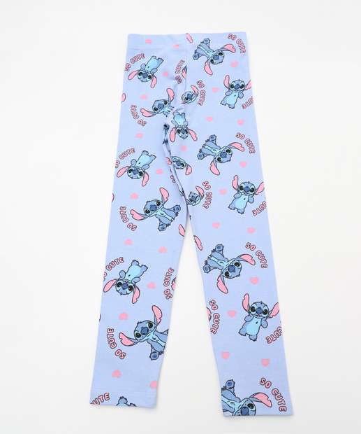 Calça Infantil Legging Stitch Disney Tam 4 a 10 Azul