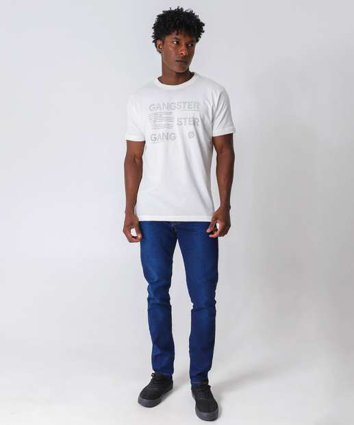 Camiseta Masculina Estampa Frontal Gangster Off White