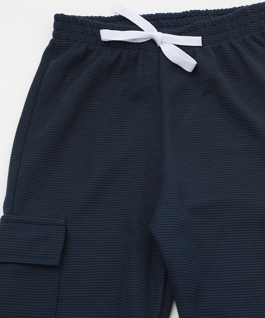 Calça Infantil Moletinho Jogger Cargo Marisa Tam 1 a 3 Azul