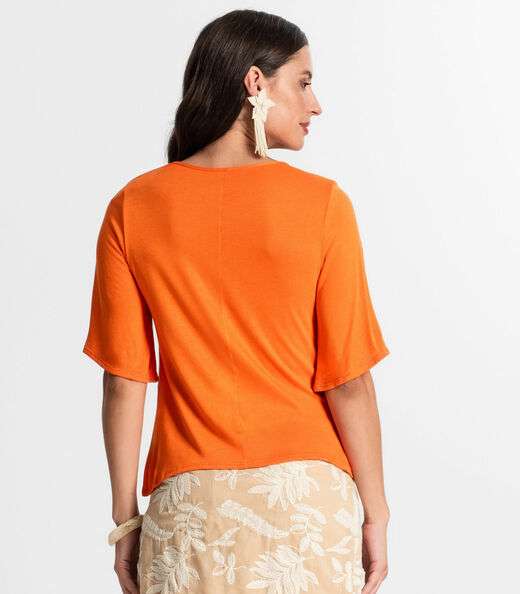 Blusa Feminina Manga Curta Rovitex Laranja
