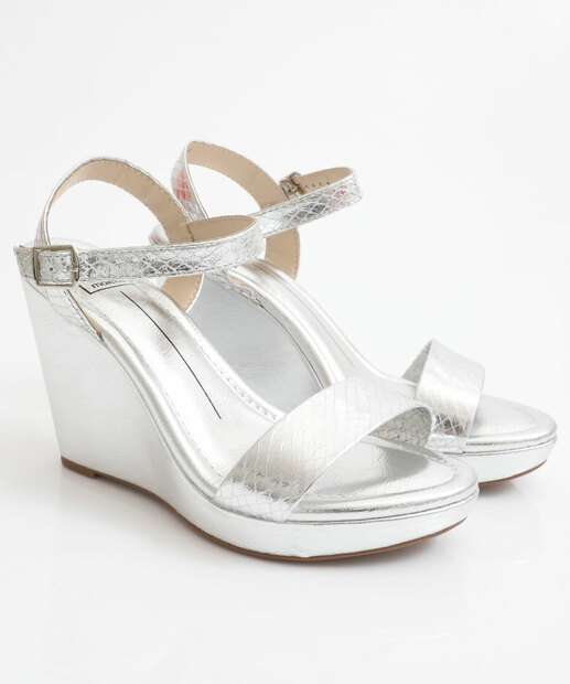 Sandália Feminino Plataforma Tiras Moleca Prateado