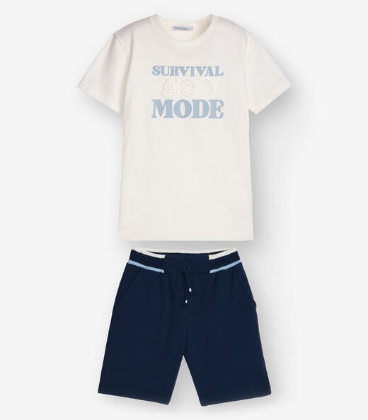 Conjunto Camiseta com Bermuda Trick Nick Bege