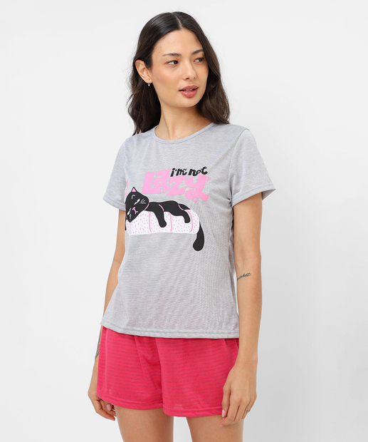 Image_Pijama Feminino Estampa Gato Marisa Cinza