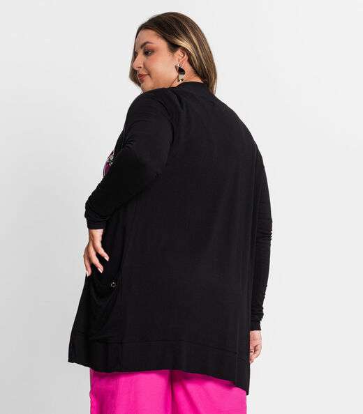 Cardigan Feminino Plus Size Secret Glam Preto
