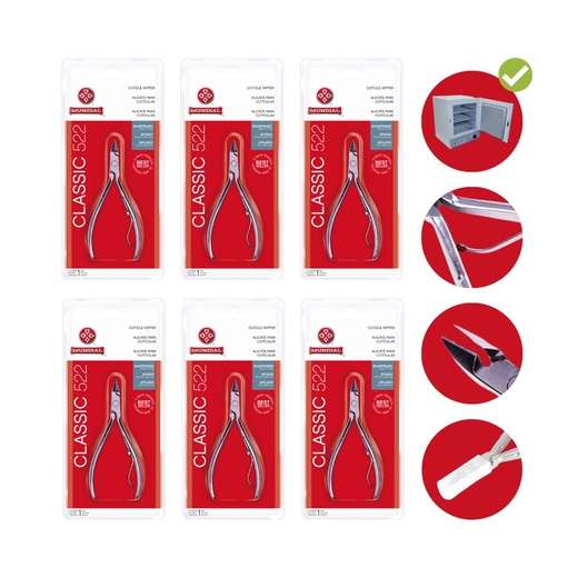 Image_Kit com 6 Alicate Cutícula Mundial 522 Profissional Original