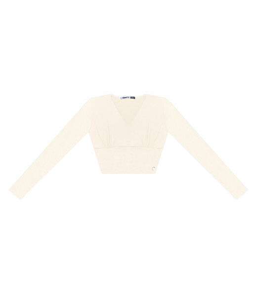 Blusa Cropped Juvenil Manga Longa Minty Bege