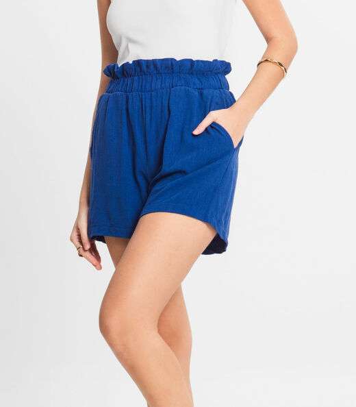 Shorts Feminino Linho Select Azul