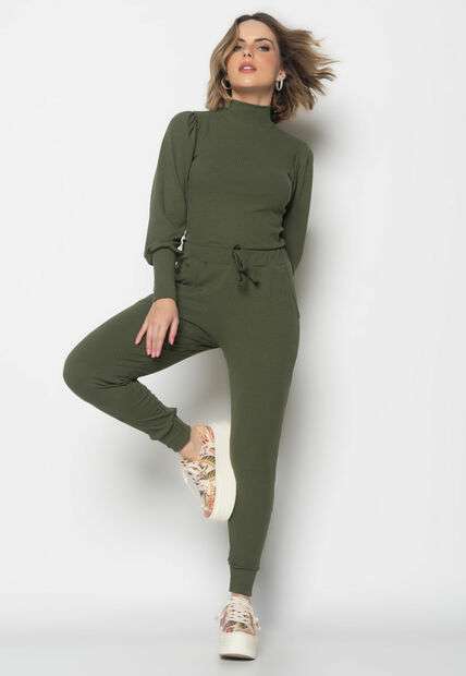 Image_Conjunto Comfy Com Blusa Princesa M/L e Jogger Canelado Verde Musgo Salvatore