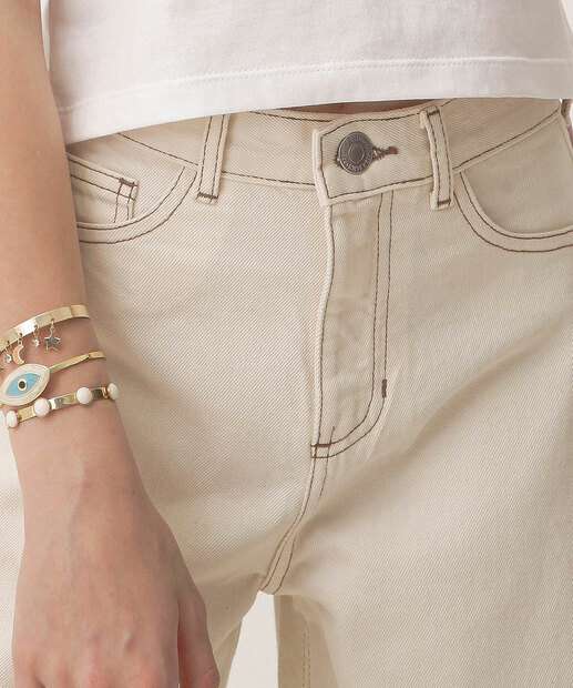 Calça Juvenil Sarja Wide Leg Marisa Tam 10 a 16 Off White