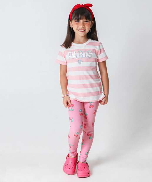 Blusa Infantil Listrada Paetê Marisa Tam 4 a 10 Rosa