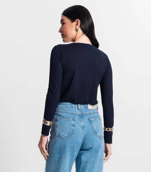 Blusa Manga Longa Infinita Cor Azul