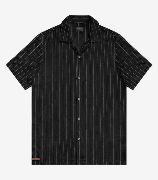 Camisa Masculina em Linho Diametro Preto