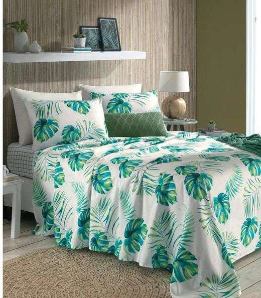Jogo De Cama Queen Folhas 200 Fios Lar E Lazer Branco