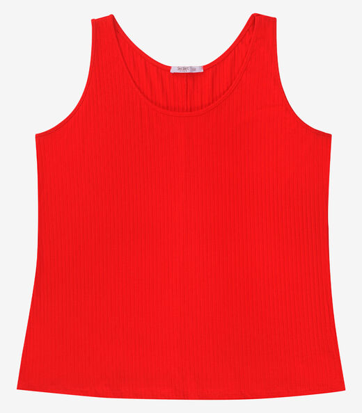 Regata Plus Size Em Ribana Canelada Secret Glam Laranja