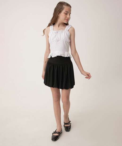 Blusa Regata Cropped Babado Juvenil Marisa TAM 10 a 16 Branco
