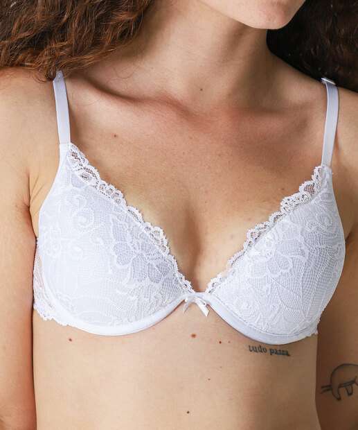 Sutiã de Renda Push Up Com Bojo Marisa Branco