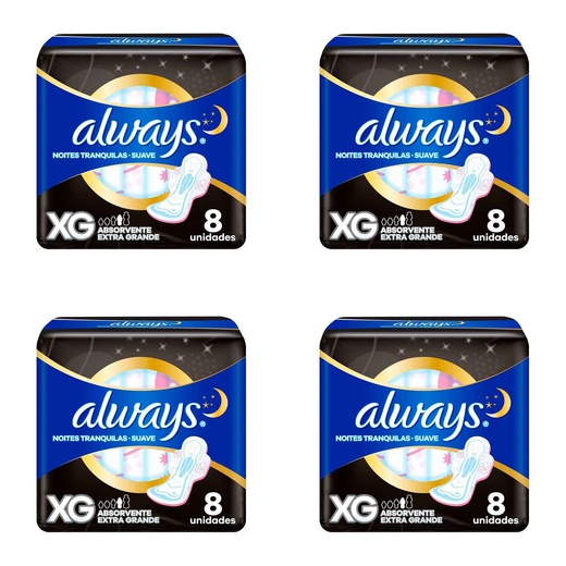 Image_Kit c/4 Absorventes Always Básico Suave XG Com Abas Com 8 Unidades