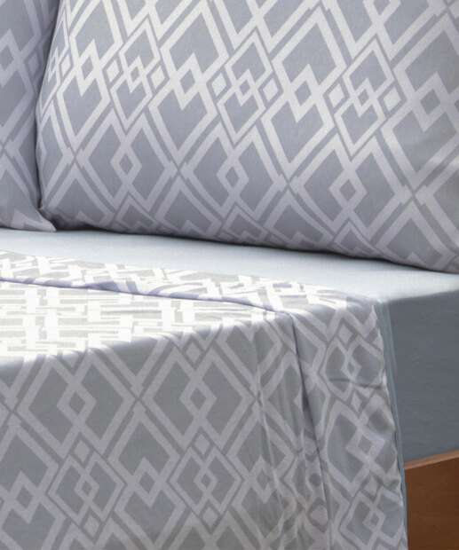 Jogo de Cama Solteiro Geométrico Zircônia Portallar 3 Peças