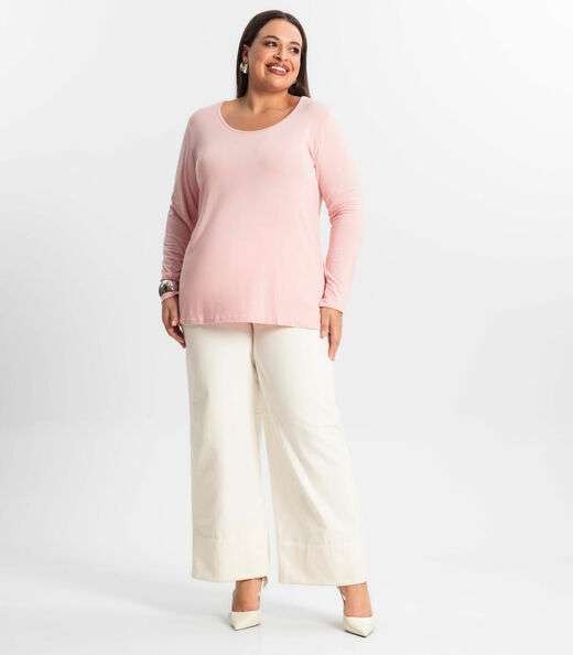 Blusa Manga Longa Viscotorcion Secret Glam Rosa