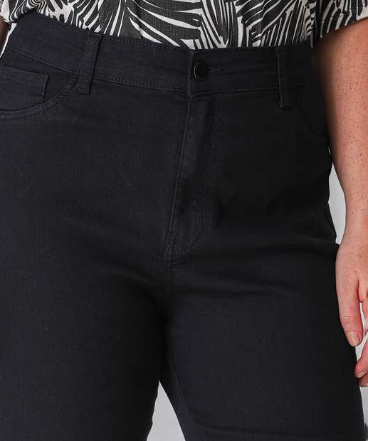 Calça Plus Size Feminina Jeans Skinny Push Up Preto