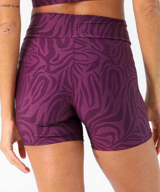 Bermuda Feminina Fitness Animal Print Marisa Roxo