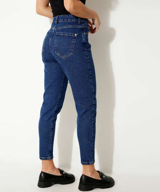 Calça Mom Jeans Feminina Bolsos Marisa