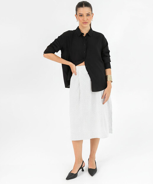 Camisa Feminina Lisa Manga Longa Marisa Preto