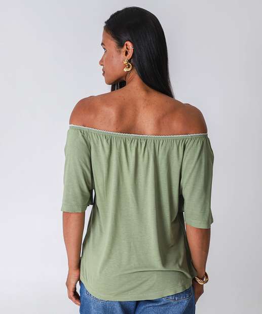 Blusa Feminina Ciganinha Manga Curta Marisa Verde