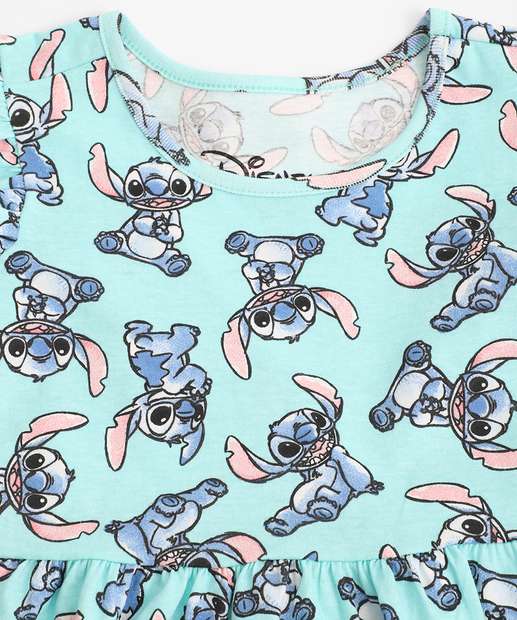 Vestido Infantil Stitch Tam 1 a 3 Azul