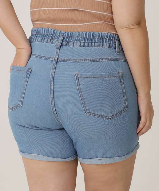 Short Plus Size Feminino Bolsos Ecxo Jeans