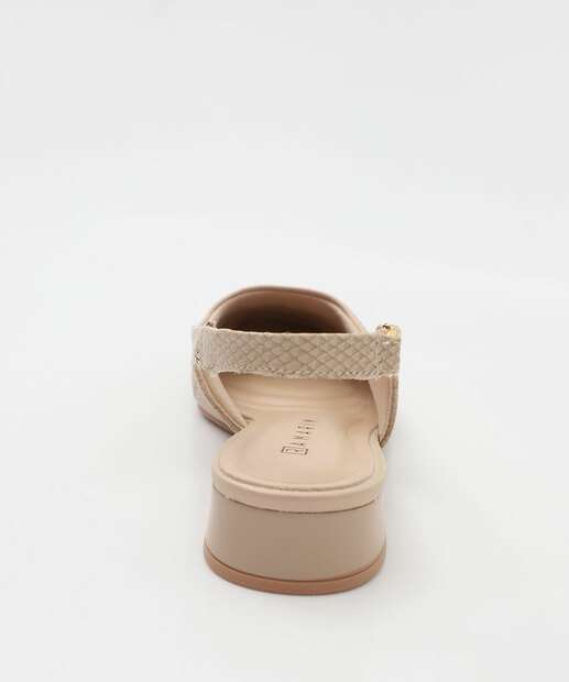 Scarpin Feminino Slingback Salto Grosso Ramarim Bege